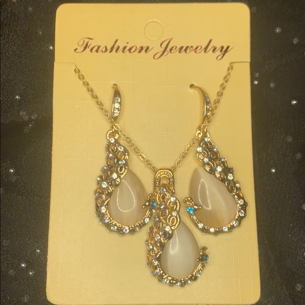 Peacock Earring + Necklace Set